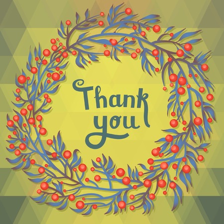THANK YOU floral card with geometric patternのイラスト素材