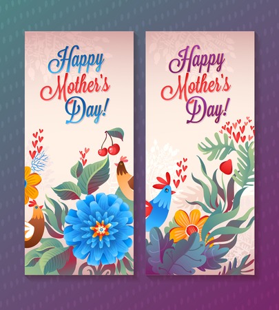 Happy Mother's Day! Flowers pattern decorative card illustrationのイラスト素材