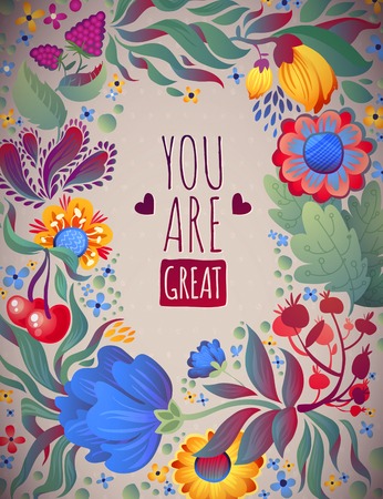 flowers decorative vector card spring illustrationのイラスト素材