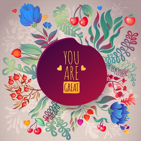 flowers decorative vector card spring illustrationのイラスト素材