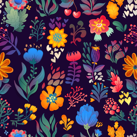 Flowers seamless pattern decorative vector card illustrationのイラスト素材