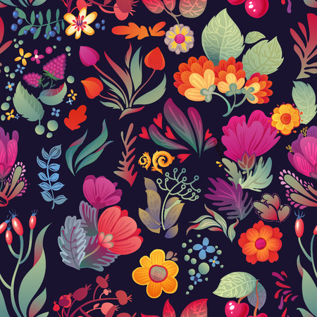 Flowers seamless pattern decorative vector card illustrationのイラスト素材