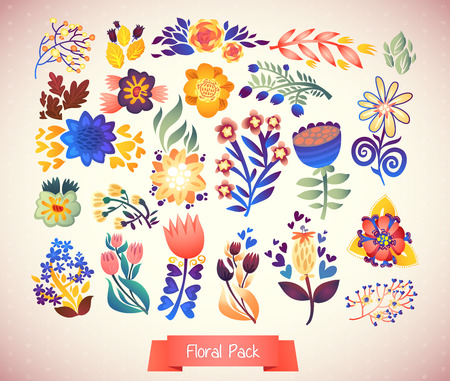 Set of elegance flowersのイラスト素材