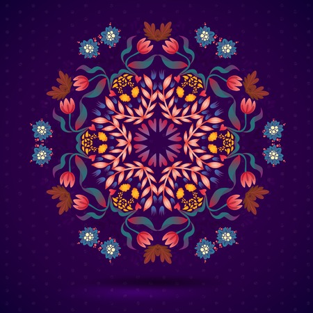 Round oriental pattern on vintage backgroundのイラスト素材