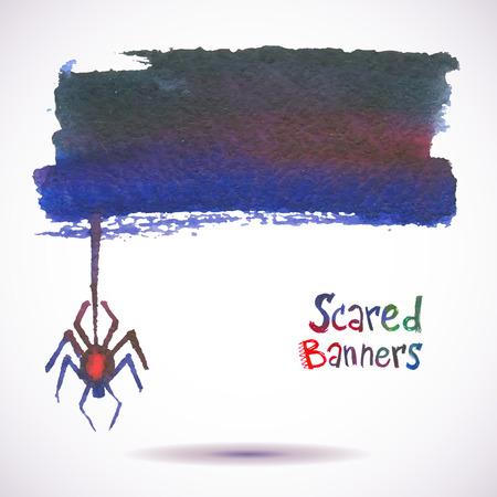 Watercolor Halloween hand drawn background. Abstract vector hand-drawn watercolor scary banner. Colorful template. There is blank place for your text. EPS 10.のイラスト素材