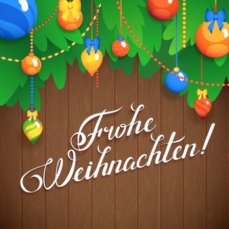 MERRY CHRISTMAS  inscription in German language hand lettering -- handmade calligraphy, vectorのイラスト素材