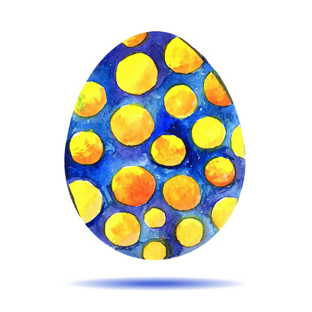 Vector greeting card Happy Easter, watercolor colourful easter egg with shadowのイラスト素材