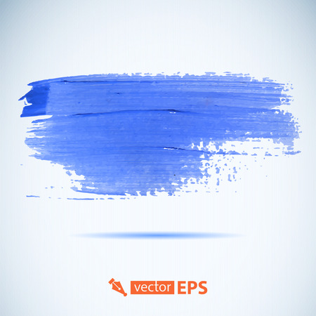 Vector acrylic blue ink spot. Wet brush stroke on paper texture. Dry brush strokes. Abstract composition for design elementsのイラスト素材