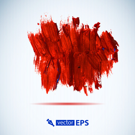 Vector acrylic red ink spot.  Wet brush stroke on paper texture. Dry brush strokes. Abstract composition for design elementsのイラスト素材