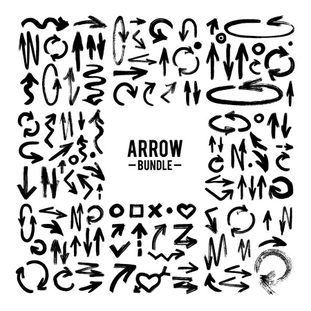 Vector brush stroke ARROW collection vector hand-painted brush stroke arrows collectionのイラスト素材