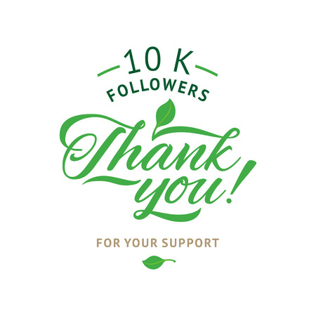 Thank you 10 000 followers card. Vector ecology design template for network friends and followers. Image for Social Networks. Web user celebrates a large number of subscribers or followers.のイラスト素材