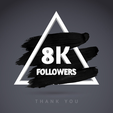 Vector Brush Stroke design template for network friends and followers. Thank you 8 K followers card. Image for Social Networks. Web user celebrates a large number of subscribers or followers.のイラスト素材