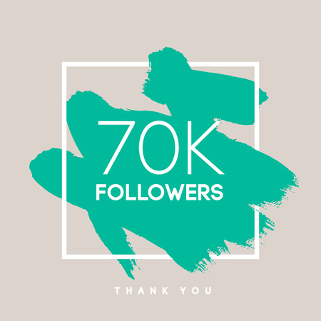 Vector thanks design template for network friends and followers. Thank you 70  K followers card. Image for Social Networks. Web user celebrates large number of subscribers or followers.のイラスト素材