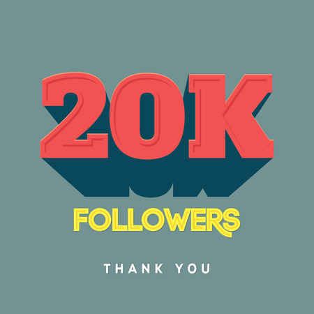 Vector thanks design template for network friends and followers. Thank you 20 000 followers card. Image for Social Networks. Web user celebrates a large number of subscribers or followersのイラスト素材
