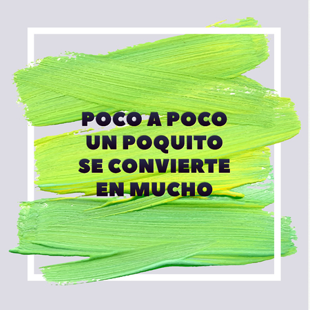 Spanish Motivation Square Lime Green Acrylic Stroke Poster. Text lettering of an inspirational saying quote. Quote Typographical Poster Template, vector design.のイラスト素材