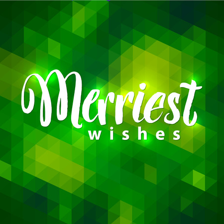 Merry Christmas Lettering Shine Background. Vector Illustration. Green Poster.のイラスト素材