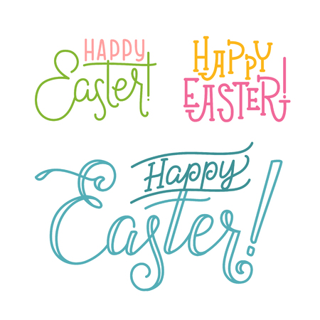 Happy Easter Greeting Calligraphy Set. Typographyic Design Templatesのイラスト素材