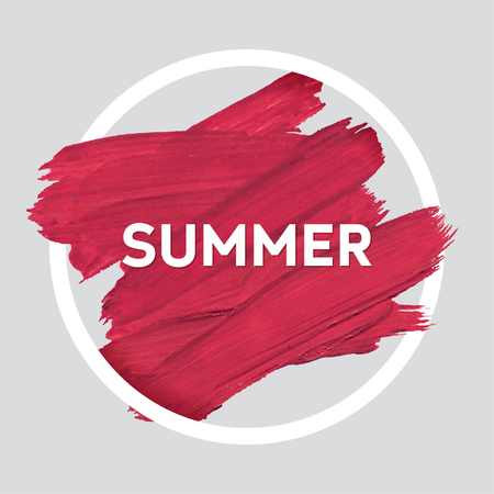 Summer relax round acrylic stroke poster. Text lettering of an inspirational saying. Quote Typographical Poster Template, vector designのイラスト素材