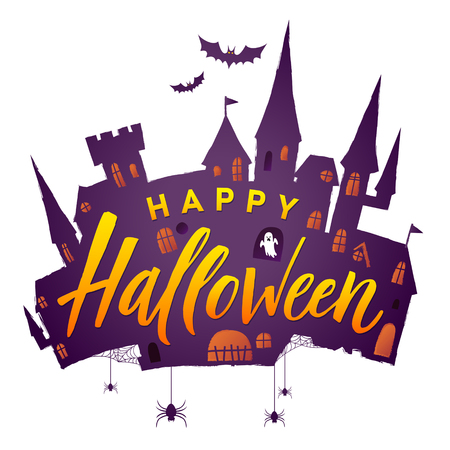 Halloween Scary Castle. Vector illustration Happy halloween.のイラスト素材