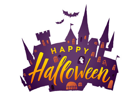 Halloween Scary Castle. Vector illustration Happy halloween.のイラスト素材