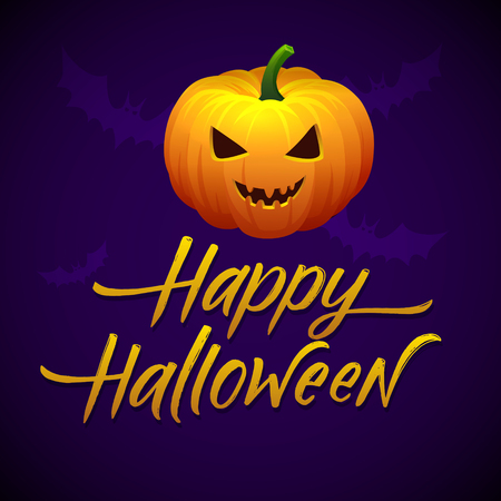 Halloween Pumpkin Vector Poster. Greeting card Happy halloween.のイラスト素材