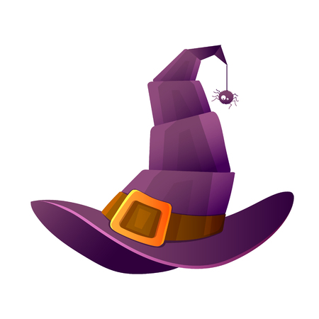 Magic Witch Hat on White Background. Happy Halloweenのイラスト素材