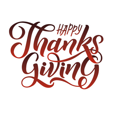 Thanksgiving Typography Poster. Celebration Huote Happy Thanksgiving for Holiday Postcard. Calligraphic logo or badge on Orange Background.のイラスト素材