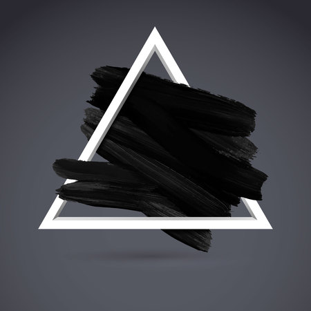 Triangle square acrylic stroke poster. Black Background Illustration for Motivationonal Quote and Inspirational Saying. Poster Template, vector design.のイラスト素材
