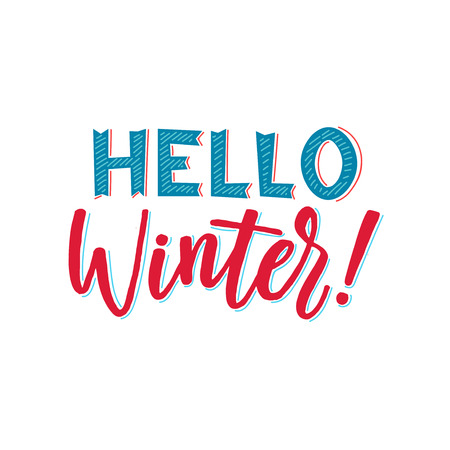 Hello Winter. Merry Christmas text design.のイラスト素材