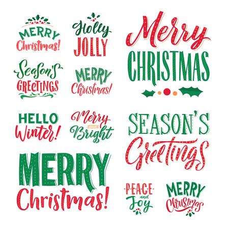 Merry Christmas Text Design Set.のイラスト素材