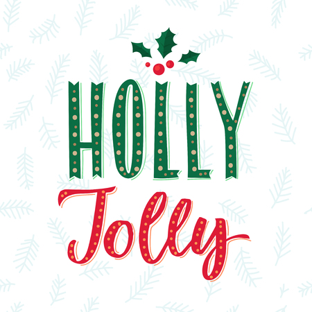 Holly Jolly. Merry Christmas text design.のイラスト素材