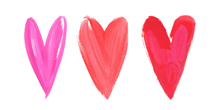 Happy Valentines Day. Beautiful Bright Watercolor Stroke Watercolor Heart Set. Concept - love and relationship, art, valentine.のイラスト素材