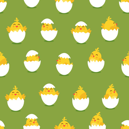 Cute cartoon chicken EASTERN pattern. Funny yellow chickens in different poses illustration.のイラスト素材