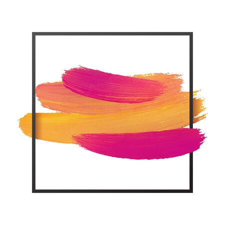 Vector craft label brush stroke backgrounds, paints for tags and stamps design. Framed label backgrounds patch. Color combinations catalog elements. Ink smudges, stains, spots.のイラスト素材