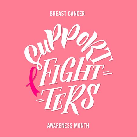 Breast Cancer Awareness Month Design. Pink Poster. Creative Pink And White Round Design, Motivational Banner.のイラスト素材