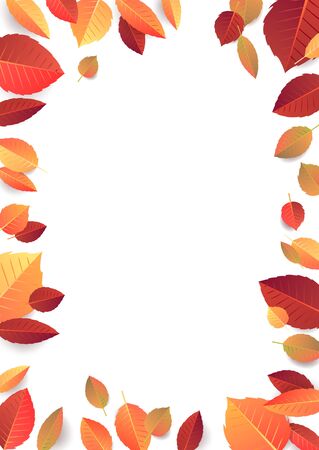 Autumn Seasonal Banner Template. Raster Leaves Illustration.のイラスト素材