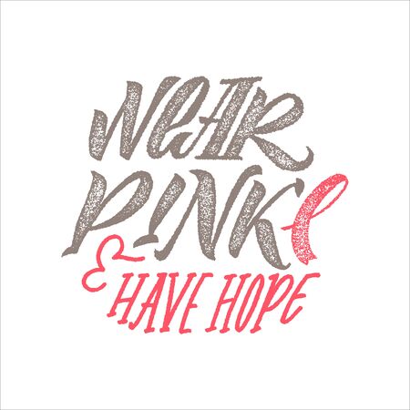 Breast Cancer Awareness Month Design. Pink Grey Texture Poster. Creative Pink And White Round Design, Motivational Banner.のイラスト素材