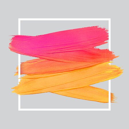 Vector craft label brush stroke backgrounds, paints for tags and stamps design. Framed label backgrounds patch. Color combinations catalog elements. Ink smudges, stains, spots.のイラスト素材