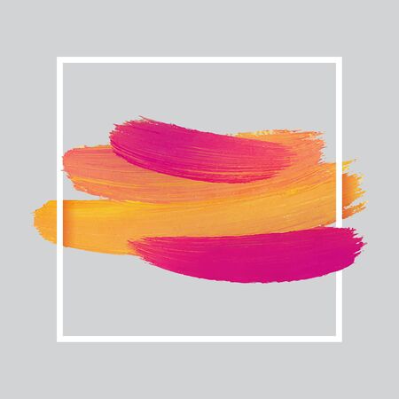 Vector craft label brush stroke backgrounds, paints for tags and stamps design. Framed label backgrounds patch. Color combinations catalog elements. Ink smudges, stains, spots.のイラスト素材