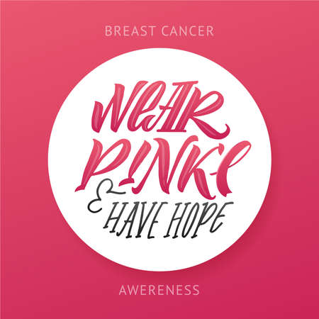 Breast Cancer Awareness Month Design. Pink Poster. Creative Pink And White Round Design, Motivational Banner.のイラスト素材