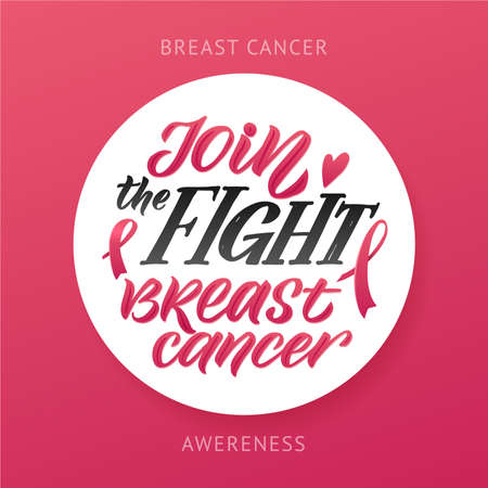 Breast Cancer Awareness Month Design. Pink Poster. Creative Pink And White Round Design, Motivational Banner.のイラスト素材