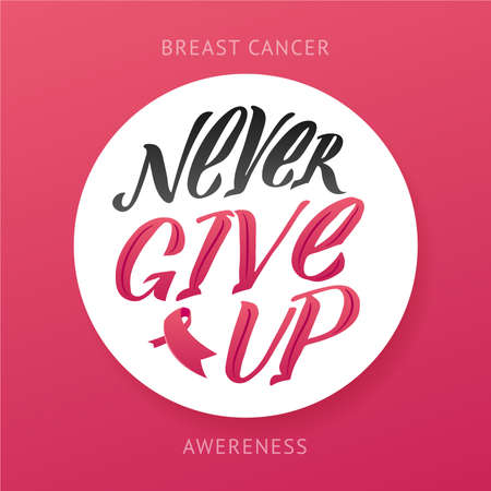 Breast Cancer Awareness Month Design. Pink Poster. Creative Pink And White Round Design, Motivational Banner.のイラスト素材