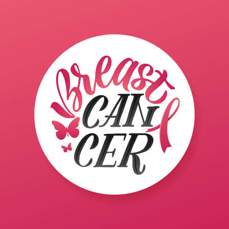 Breast Cancer Awareness Month Design. Pink Poster. Creative Pink And White Round Design, Motivational Banner.のイラスト素材