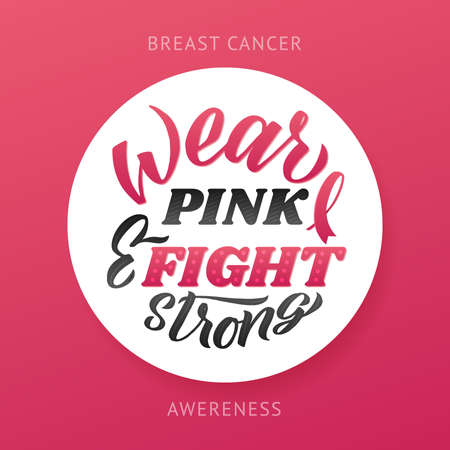 Breast Cancer Awareness Month Design. Pink Poster. Creative Pink And White Round Design, Motivational Banner.のイラスト素材