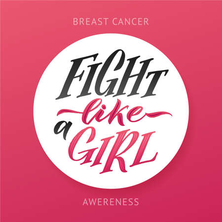 Breast Cancer Awareness Month Design. Pink Poster. Creative Pink And White Round Design, Motivational Banner.のイラスト素材