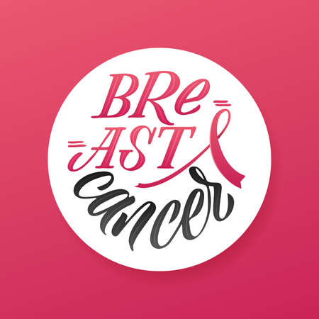 Breast Cancer Awareness Month Design. Pink Poster. Creative Pink And White Round Design, Motivational Banner.のイラスト素材