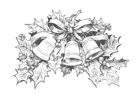 Christmas hand drawn vector elements. Sketch illustration with xmas decoration.のイラスト素材