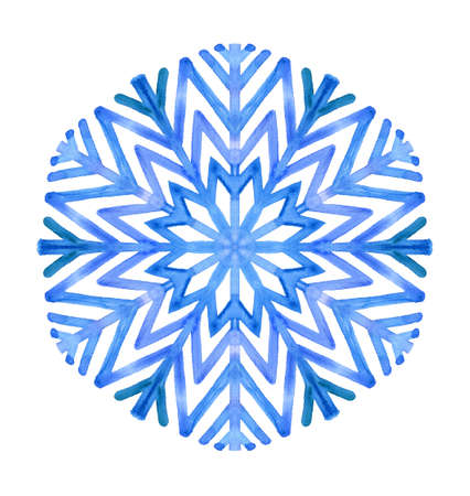 Watercolor Snowflake Illustration on a white background.の写真素材