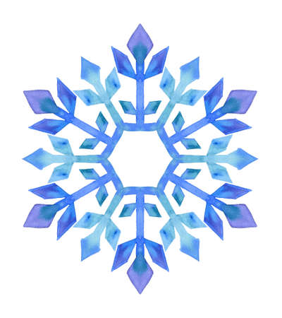 Watercolor Snowflake Illustration on a white background.の写真素材