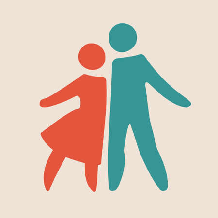 family silhouettes. Happy family icon multicolored in simple figures. ?hildren, dad and mom stand together. Parents and twins children. Vector can be used as logotype.のイラスト素材